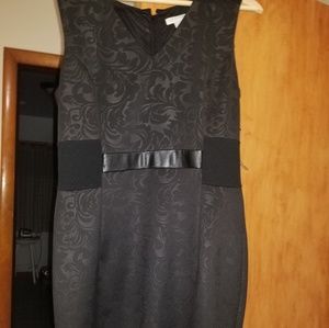 NY & Company Black w/leather Sheath Dress
